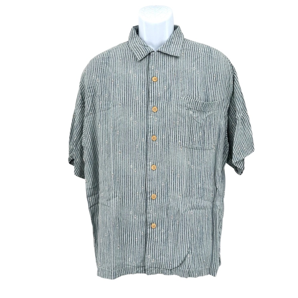 ORIGINAL ISLAND SPORT Camp Shirt Smoky Blue Short Sleeve Button Down Men's XL